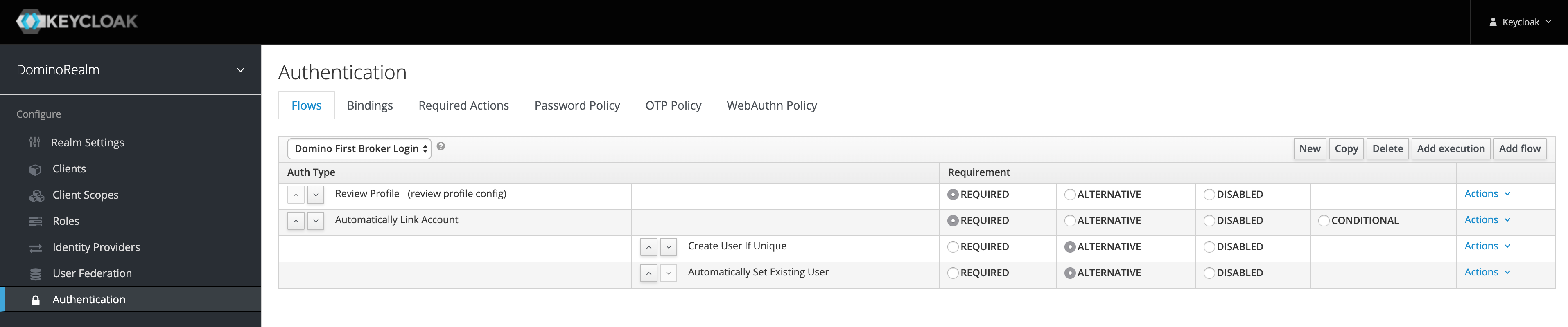 Keycloak new authentication