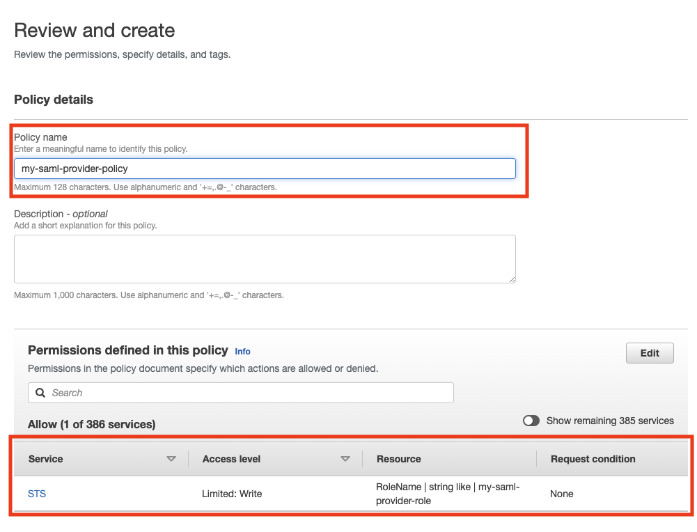 Provider policy creation