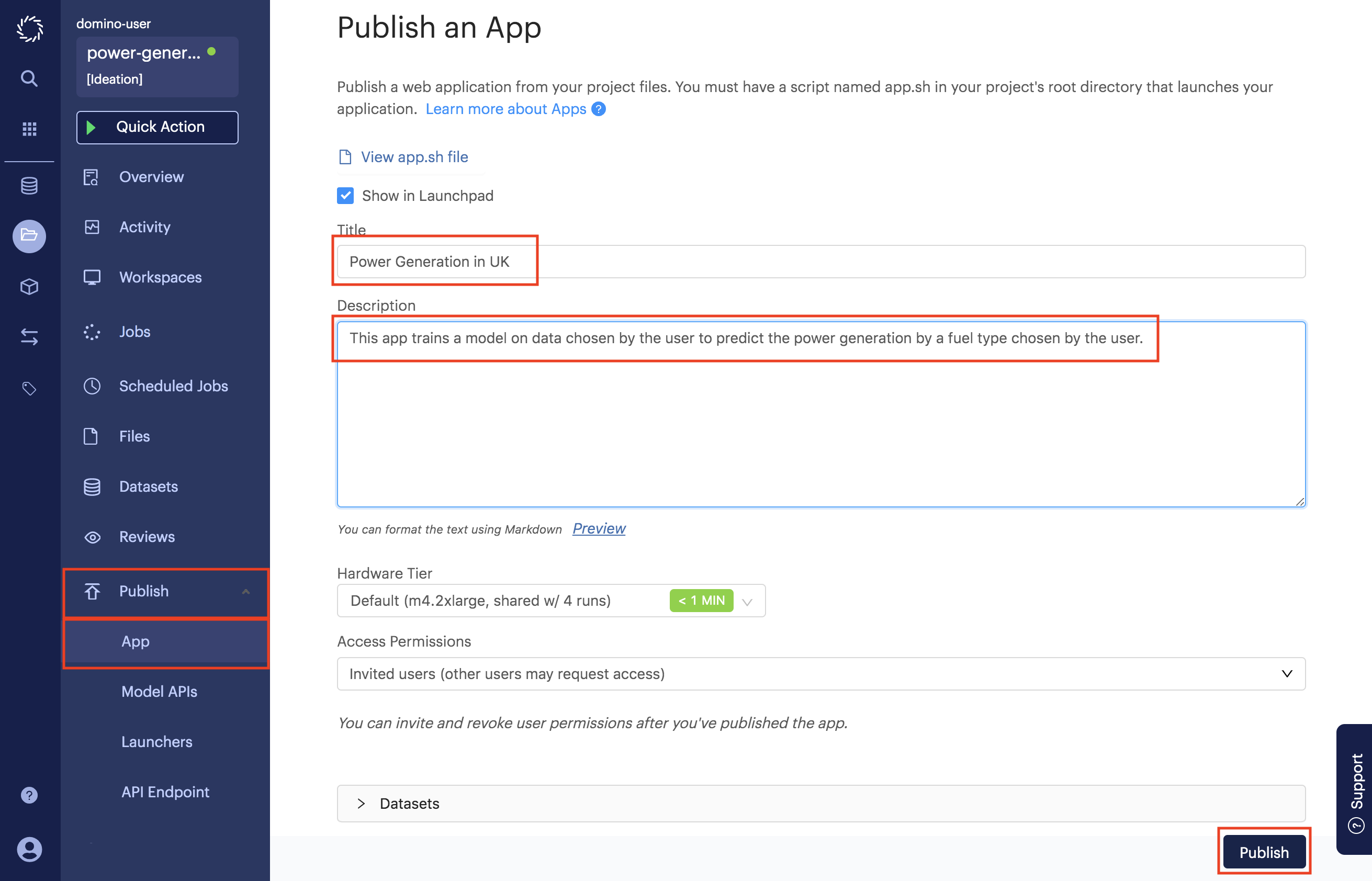 Configure app then Publish