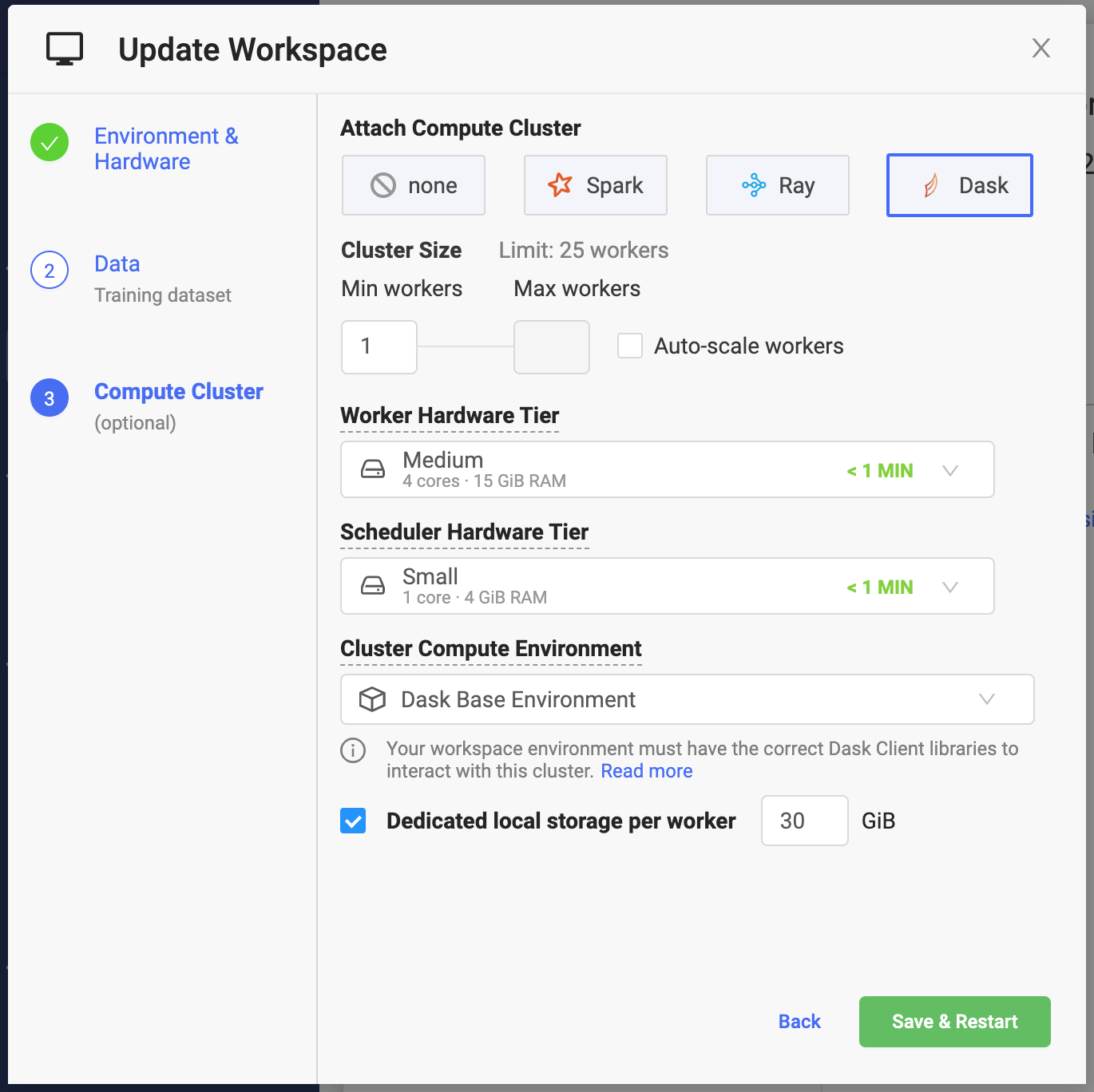 Cluster settings