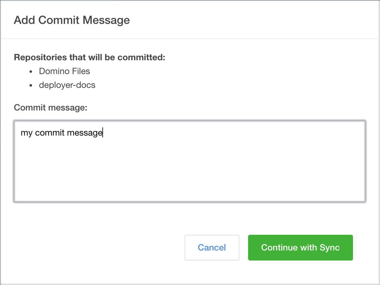 Commit to repos modal