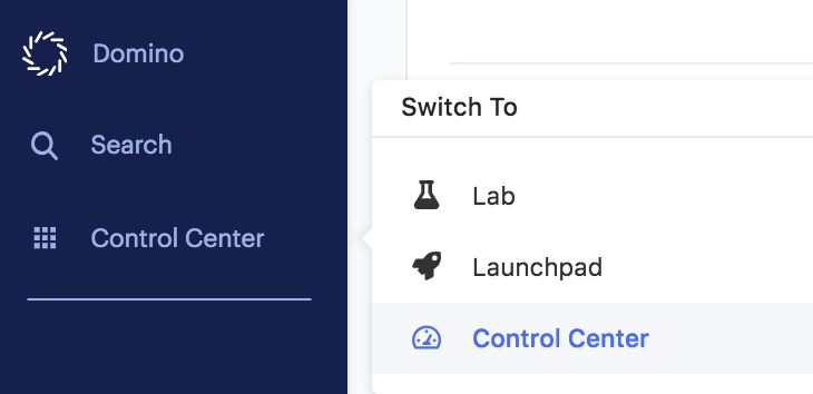 Navigate to the Control Center