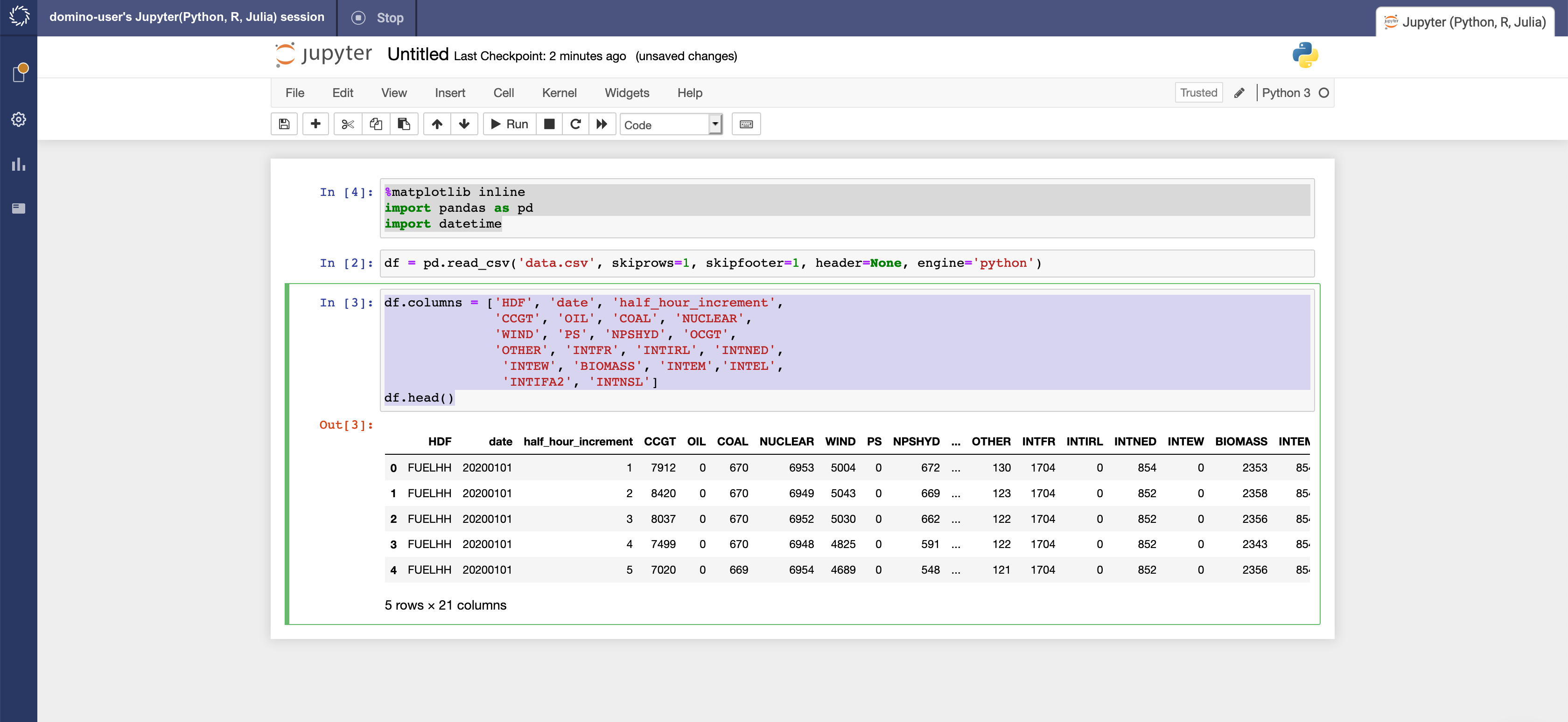 First Jupyter dataframe