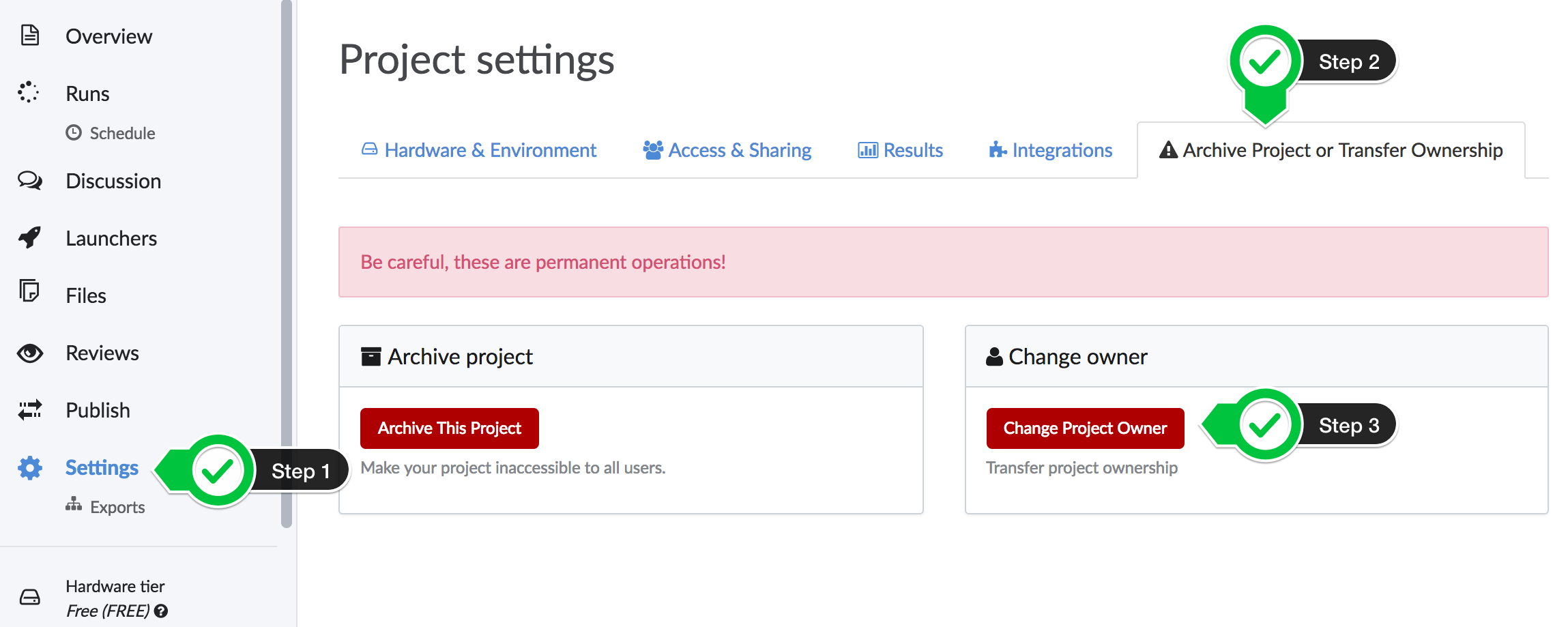 Transfer ownership to another user