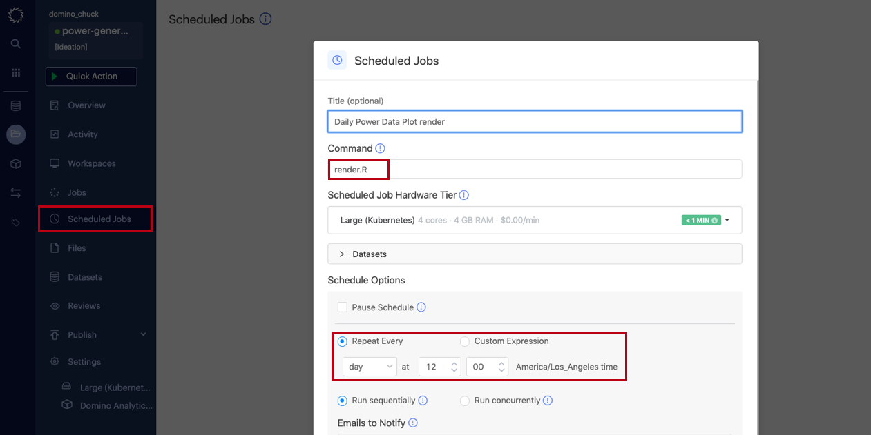 Scheduled Jobs page