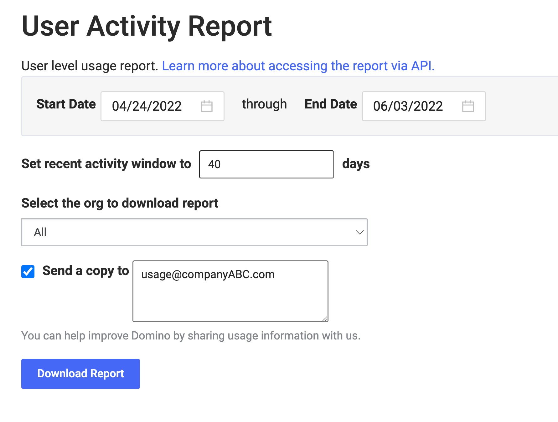 View the user activity report