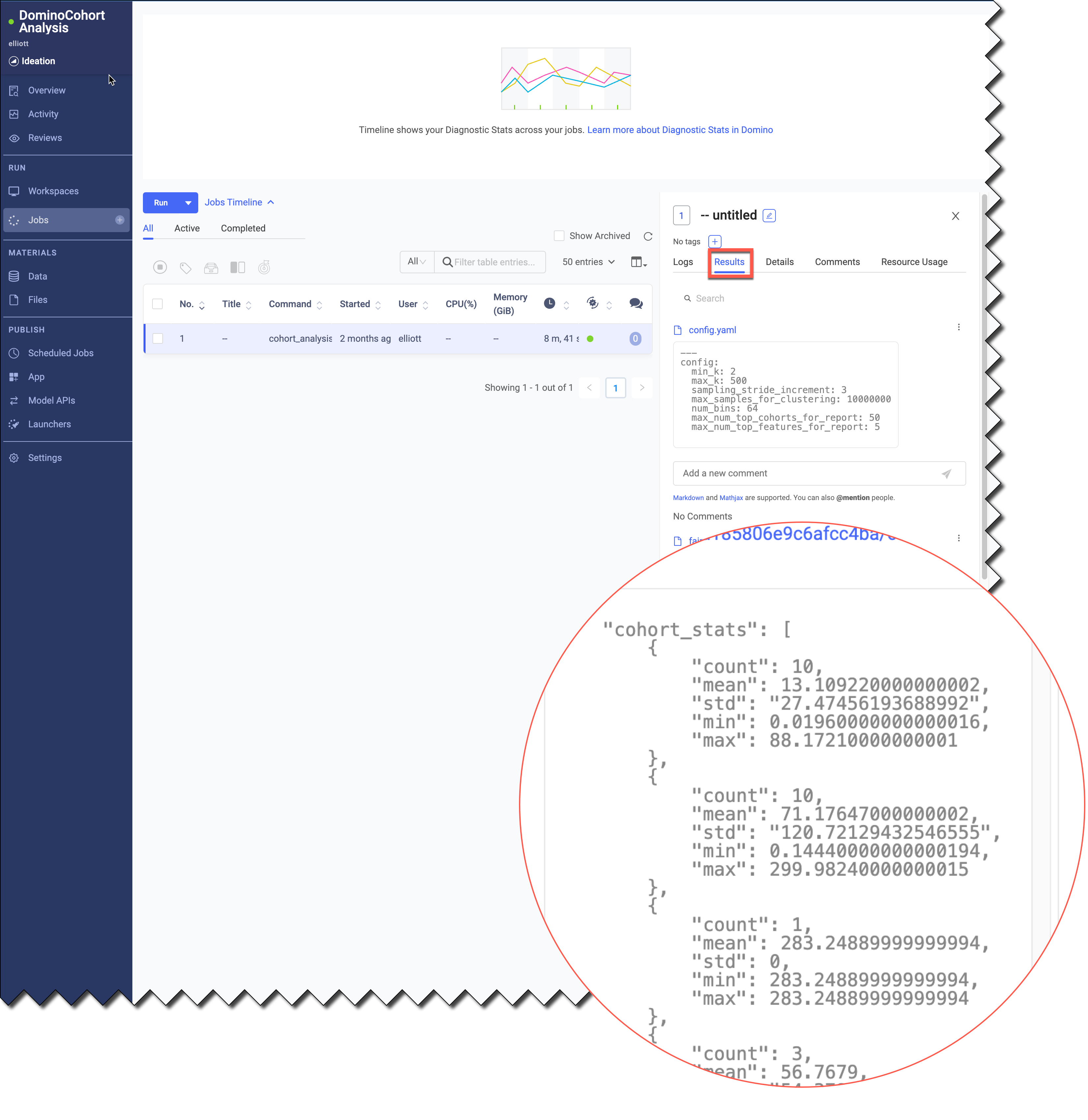 View the JSON data from Results