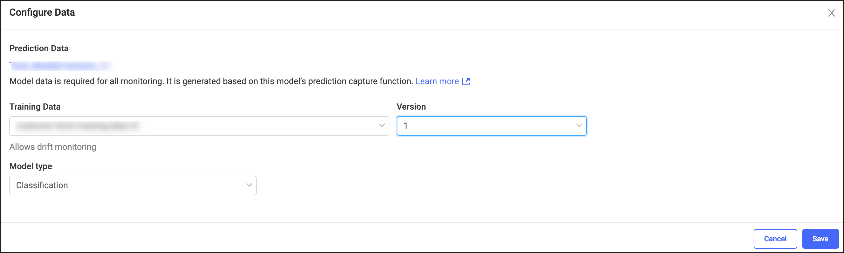 Complete the fields in the Configure Data window.