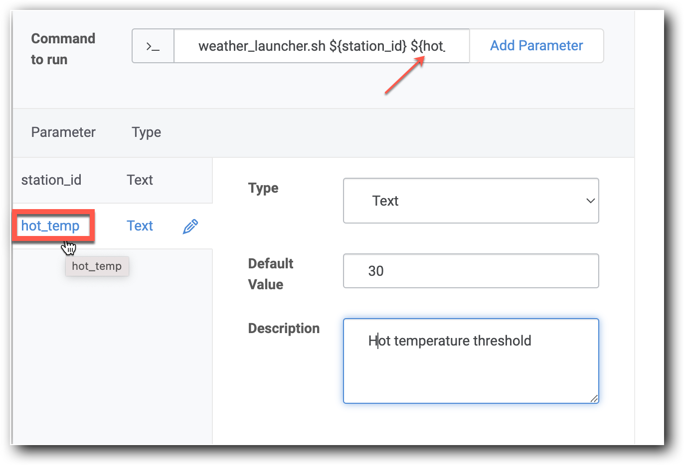 Configure the variable