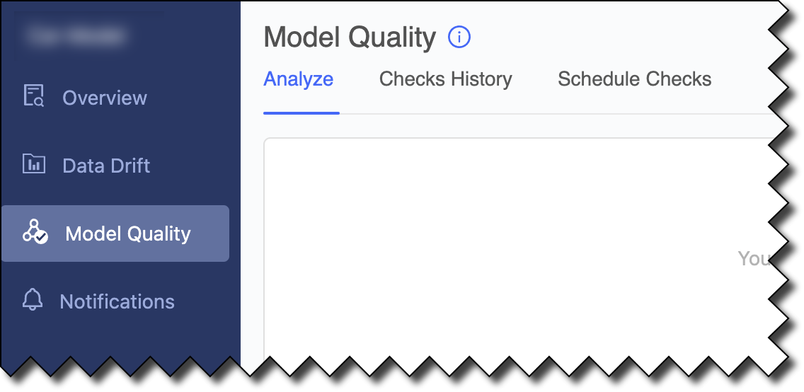 In the navigation pane, the Model Quality link opens the Model Quality page.