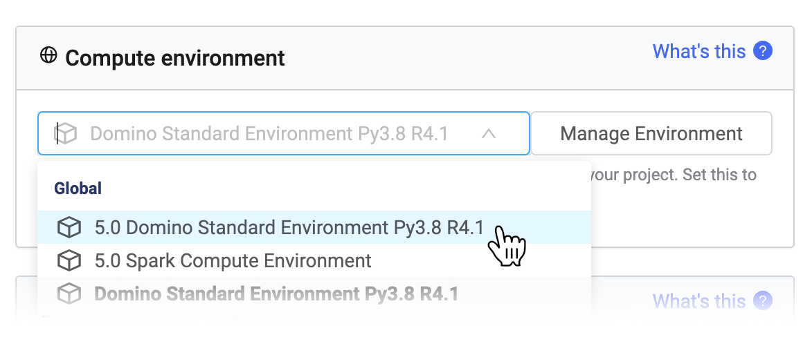 Compute environment dropdown