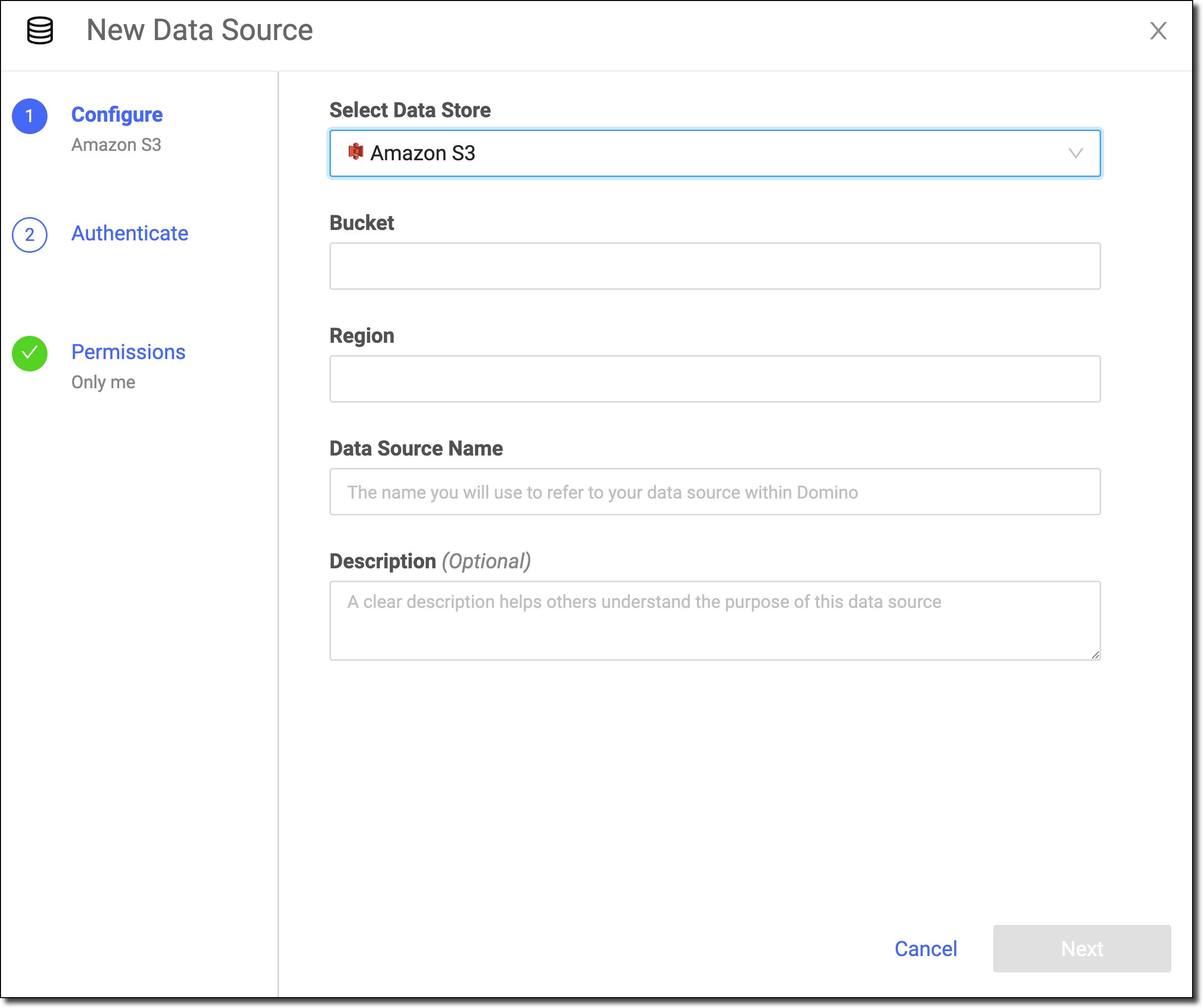 Amazon S3 data source