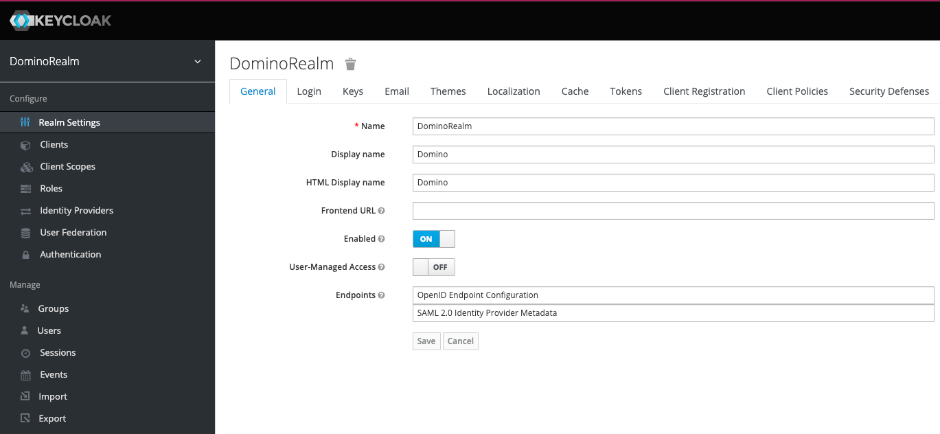 Keycloak realm configuration