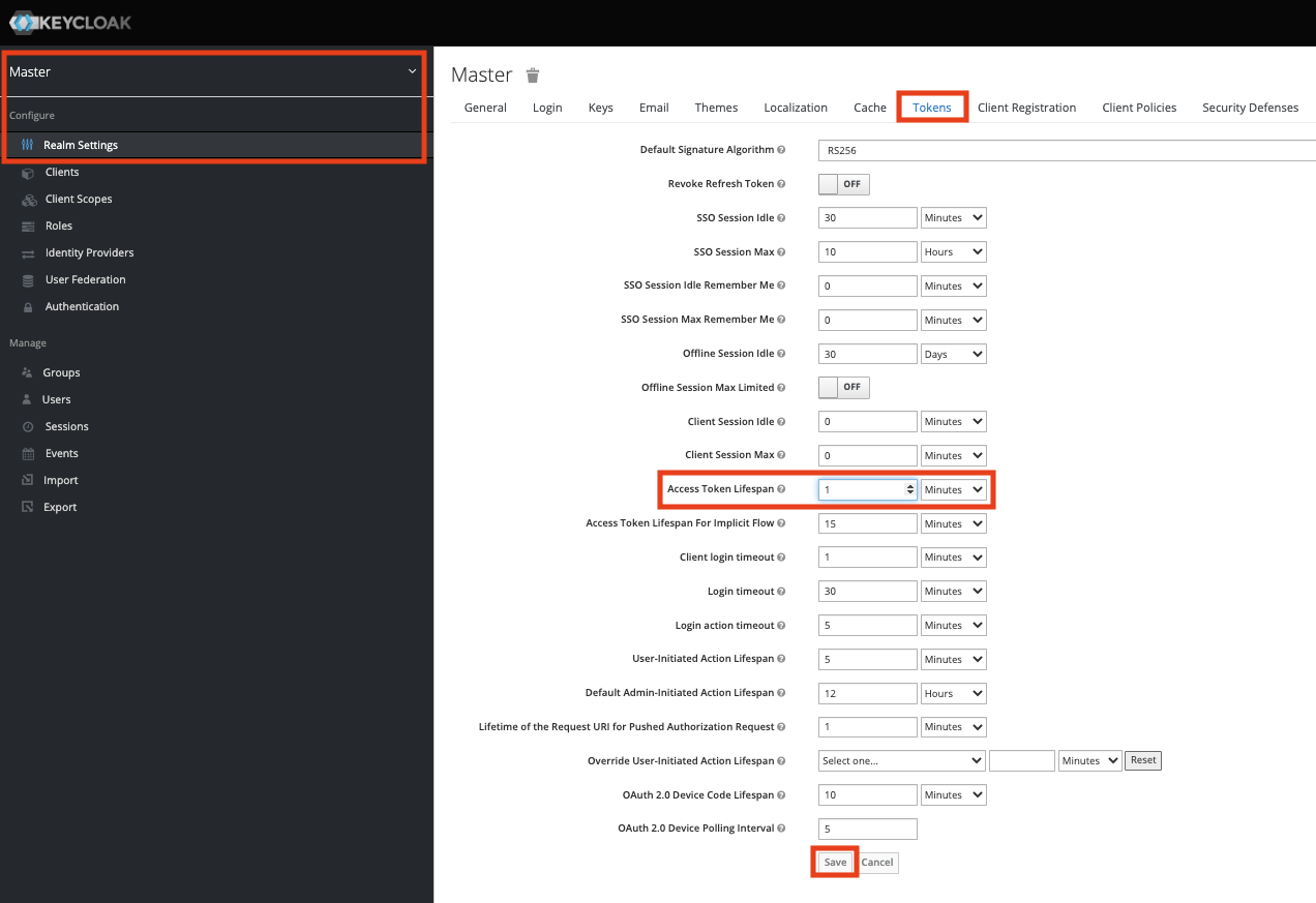 Manage access token lifespan