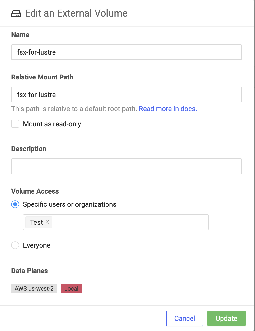 Remove access to a data plane