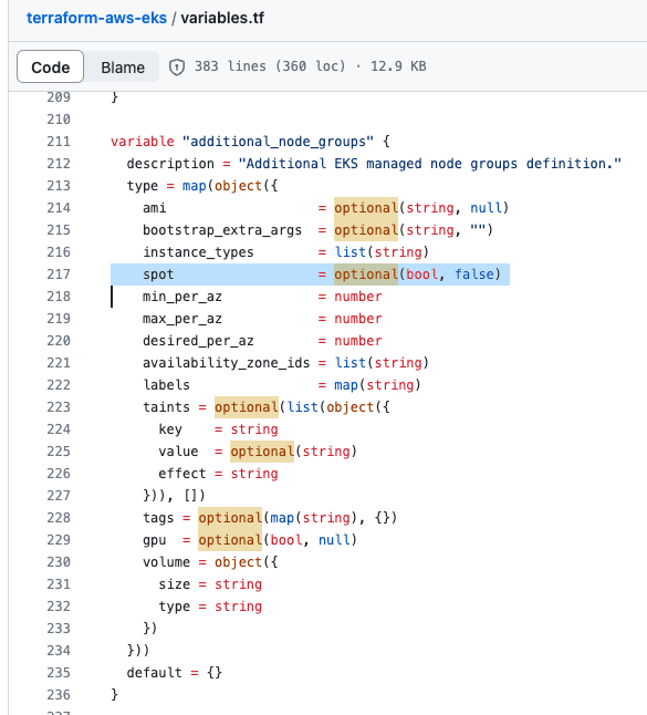 Terraform template for spot instances