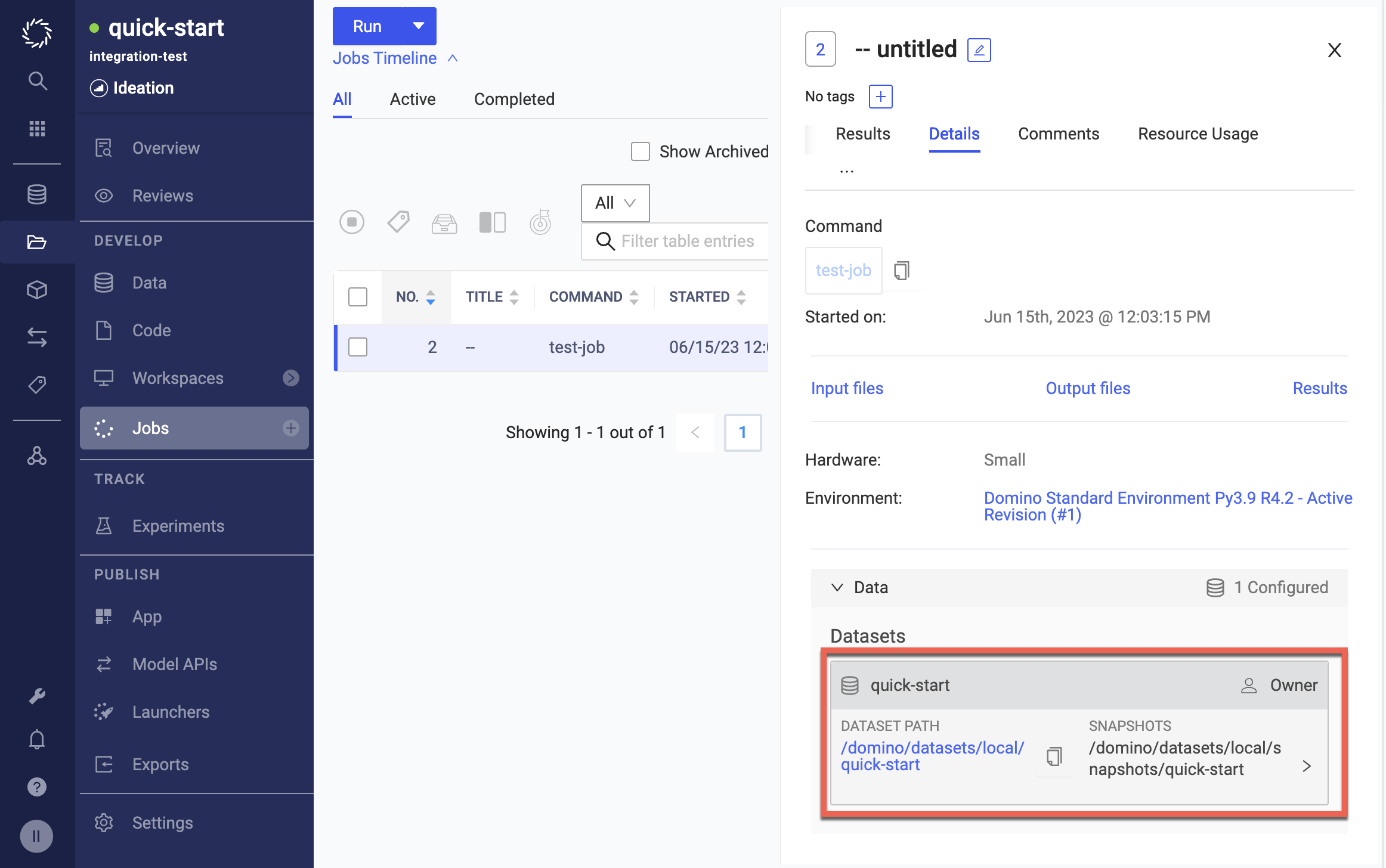 Dataset path in the job settings