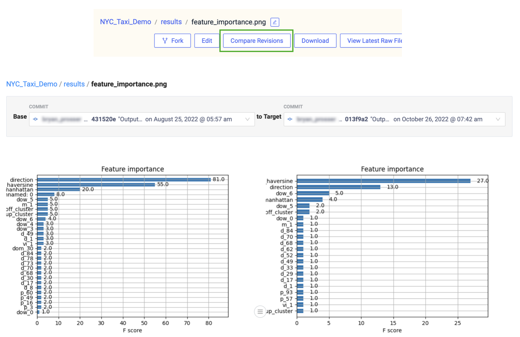 Compare file revisions