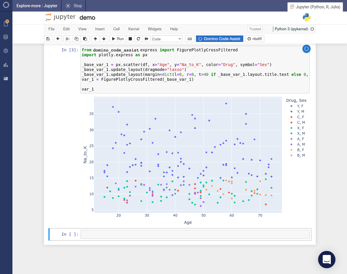 Code automatically inserted and visualization created