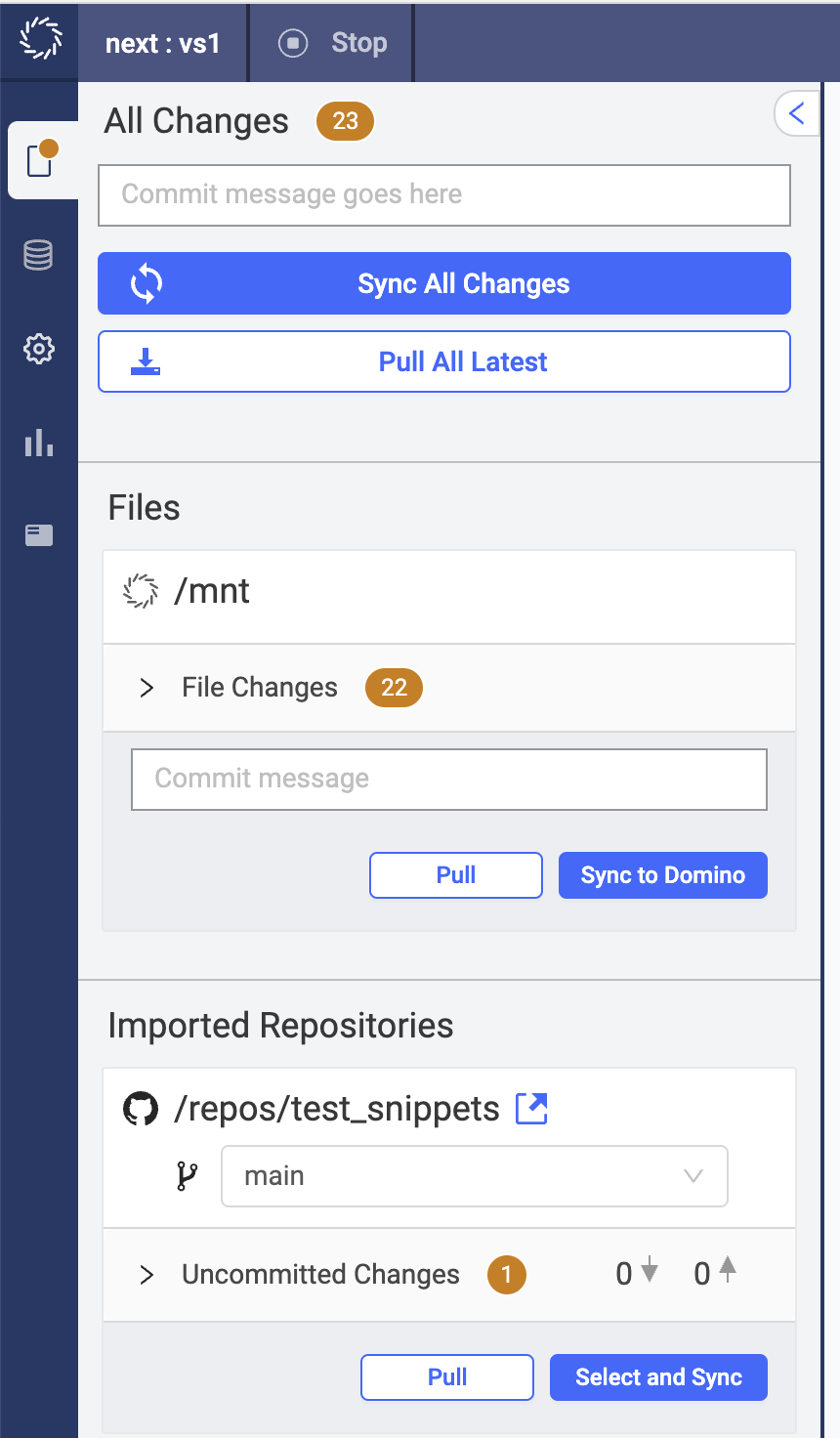 Click pull under Imported Repositories