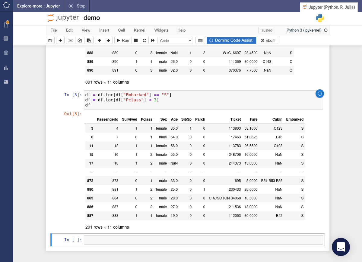 Output from inserted and executed code