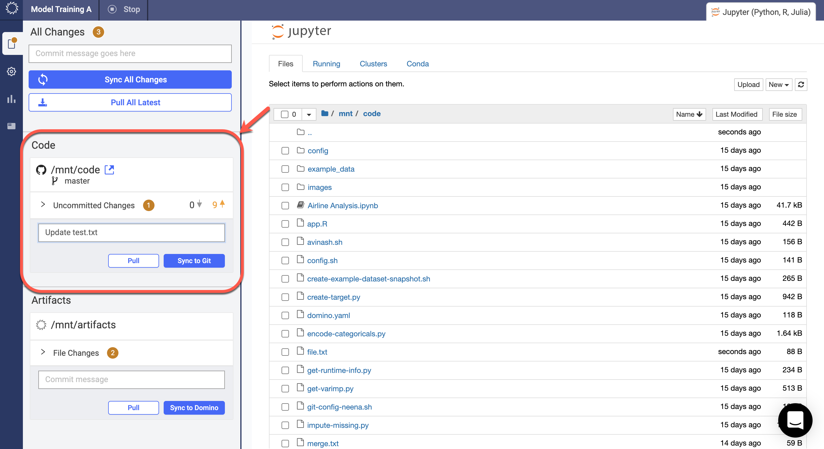 Sync changes to Git