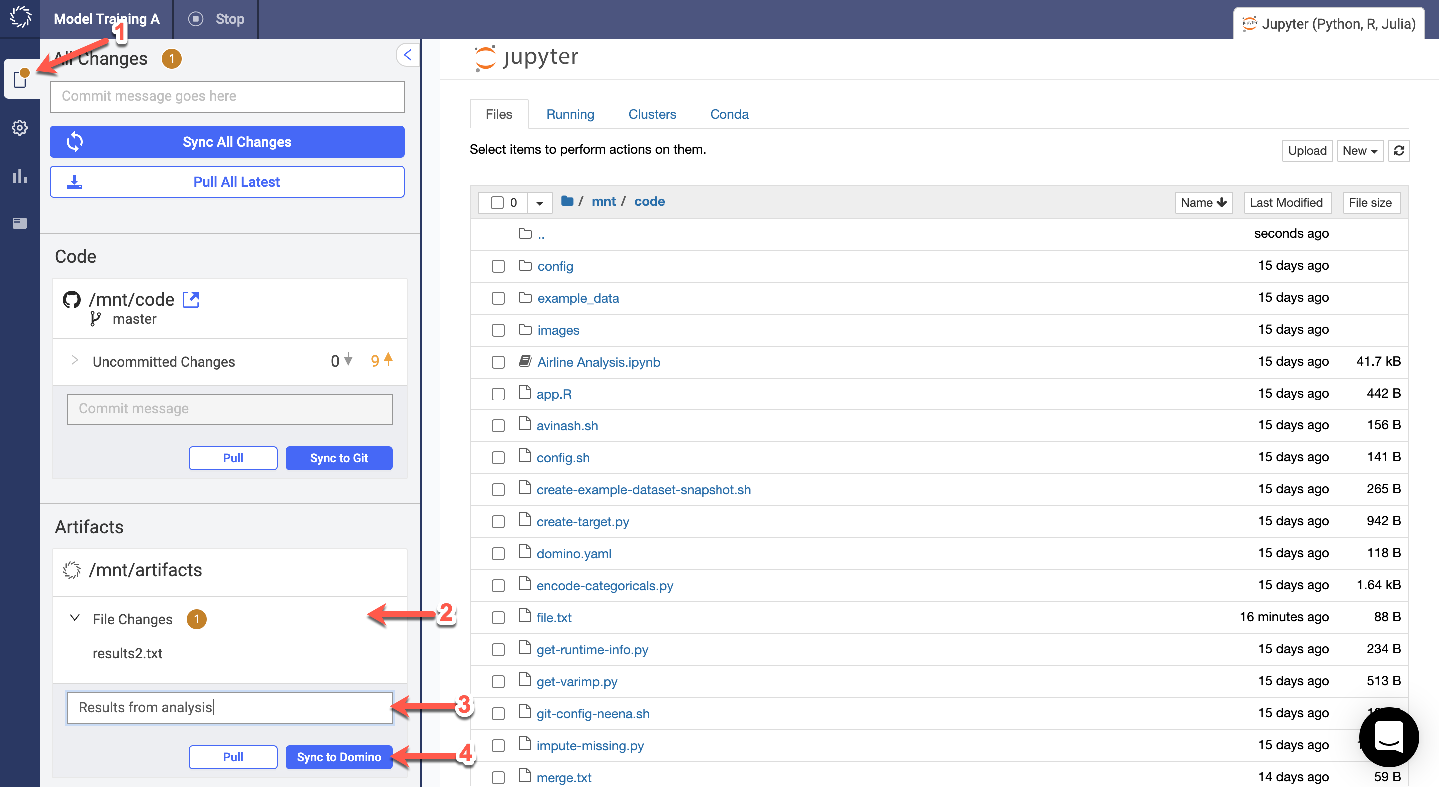 Navigate to File Changes then Sync to Domino